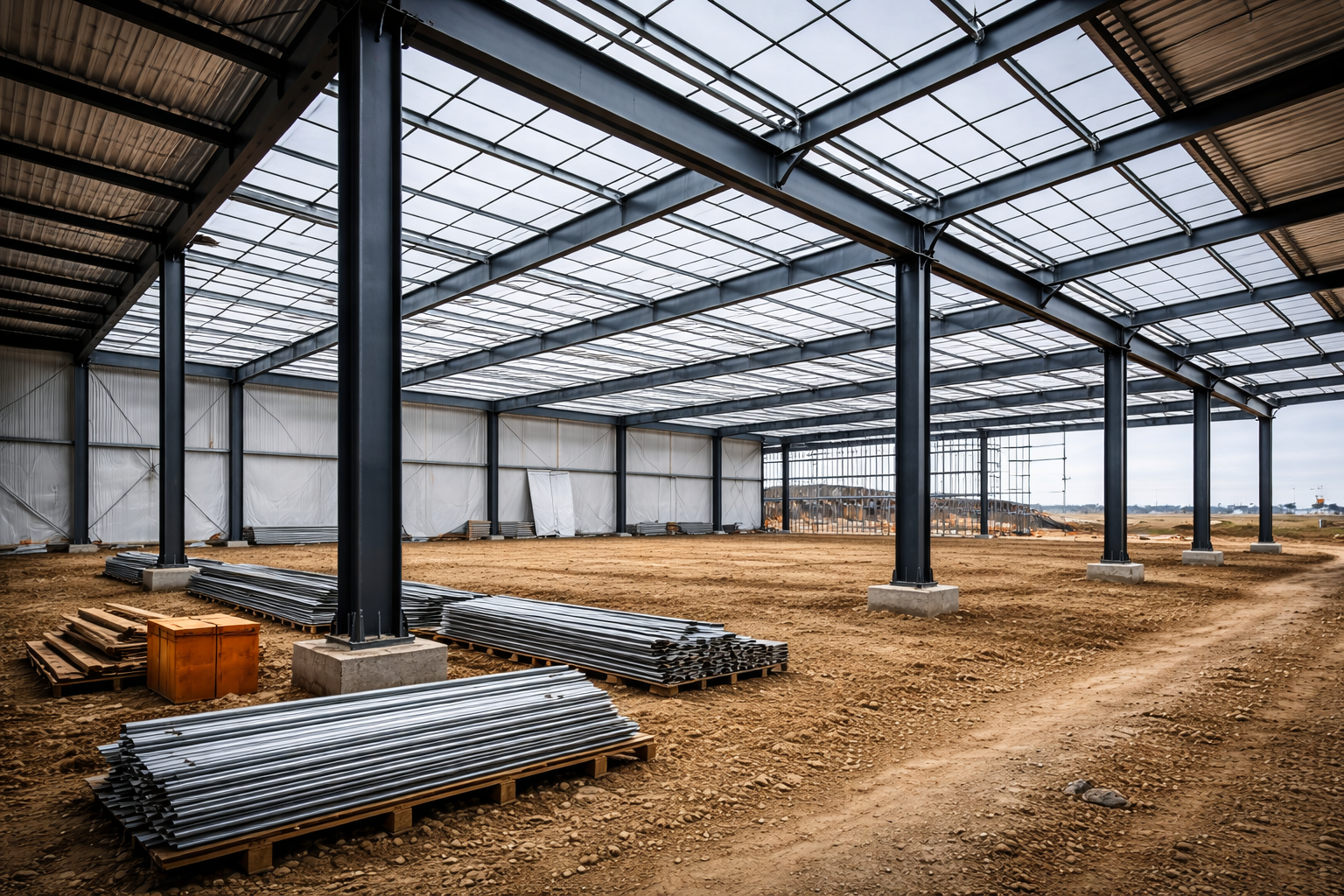 Stahlbau mit moderner Stahlkonstruktion und konstruktiven Details